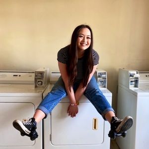 Black and White Striped Crop Tee